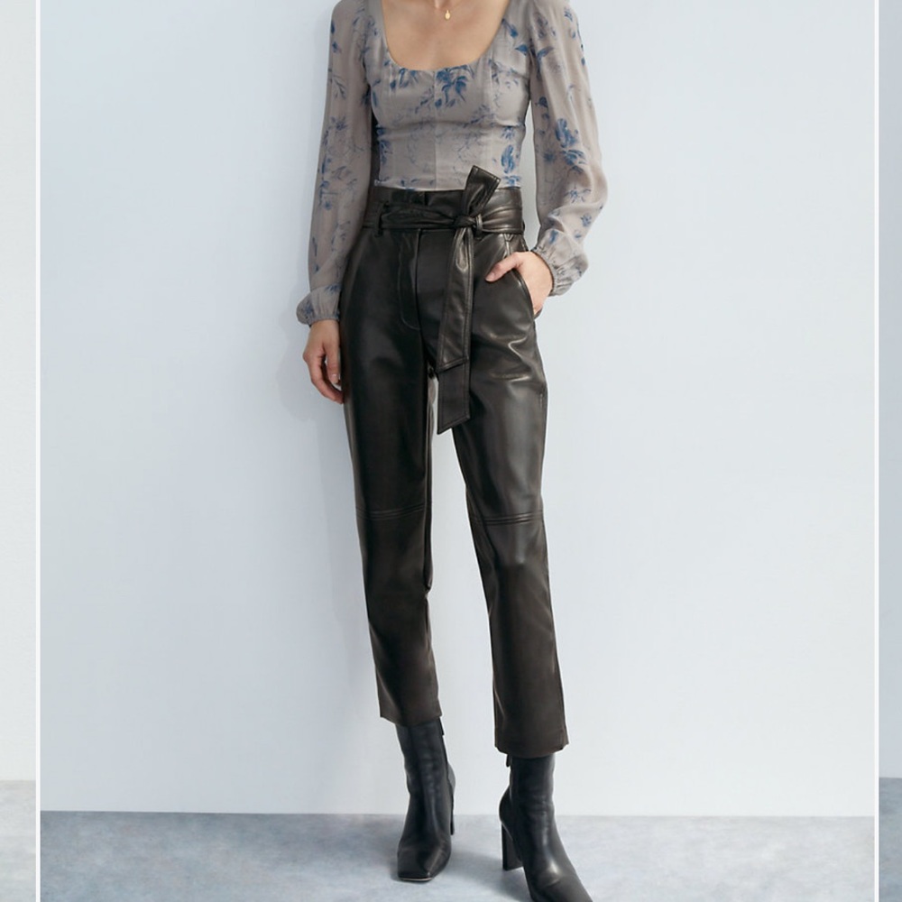 Aritzia Wilfred high tied vegan leather pant sz 6